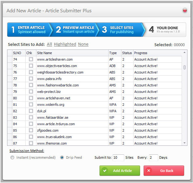 Article Submitter Plus 1.1.2 software